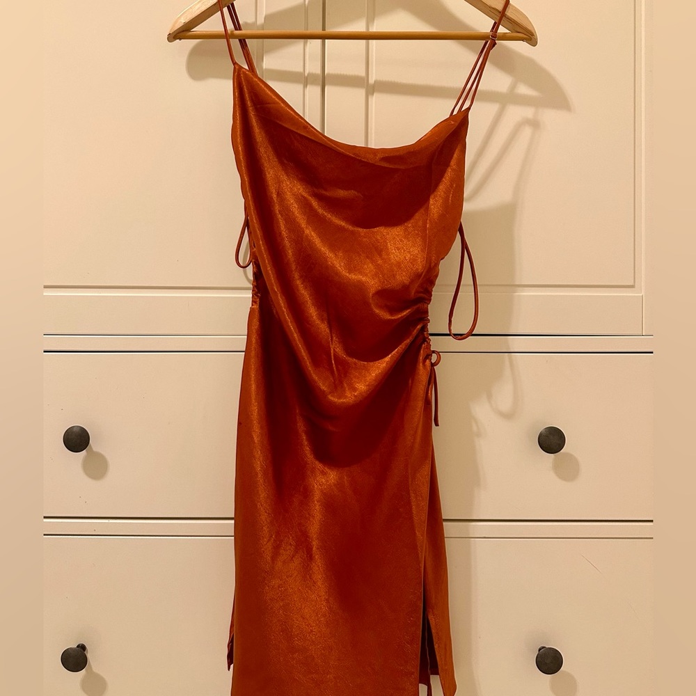 Burnt Orange Mini Party Dress from Beige Botany